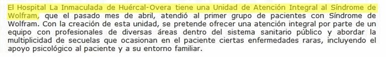  (Foto: Fragmento de una nota de prensa de la Junta de Andalucía en la que informa que sí existe la unidad de Wlfram)