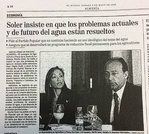 El PSOE decía hace ocho años que las necesidades de agua "actuales y futuras" de Almería estaban resueltas y ahora vuelve a hablar de déficit hídrico