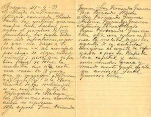 "Documento del mes" la carta de una mujer pidiendo información al Gobernador Civil sobre familiares huidos en “La Desbandá”