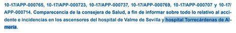 Comparecencia en el Parlamento para hablar del Hospital Torrecárdenas… y ni se le menciona