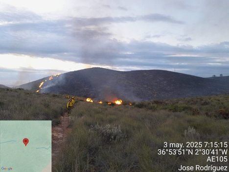 Preemergencia del Plan Infoca por el incendio forestal en Huércal de Almería