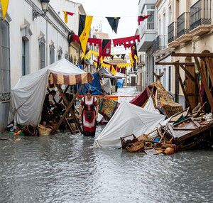 El temporal golpea el Mercado Medieval de Huércal