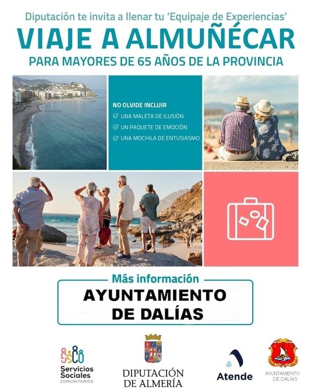 Dalías organiza un viaje para mayores a Almuñécar del 7 al 9 de abril