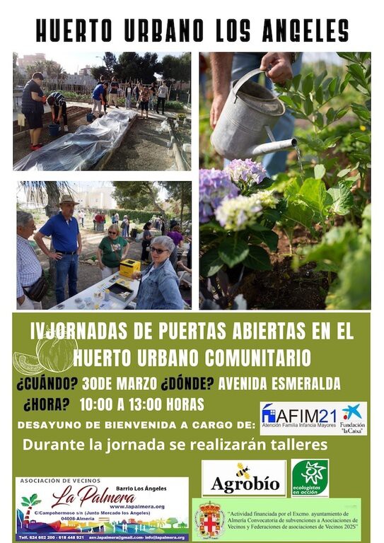 Huerto comunitario de Los Ángeles celebra IV Jornadas de Puertas Abiertas este domingo