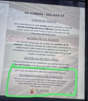 Bando falso que exige el cierre de comercios por el partido contra el Málaga CF