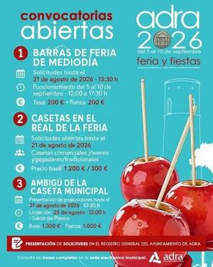 Adra lanza convocatorias para la Feria y Fiestas 2026