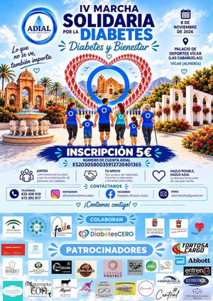Vícar celebrará la IV Marcha Solidaria por la Diabetes el 8 de noviembre