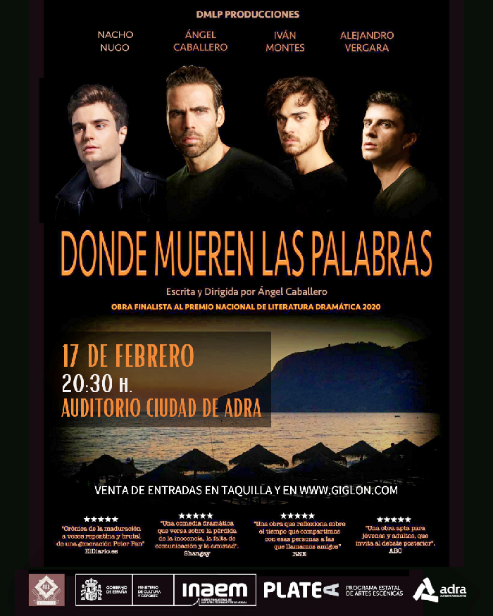 ‘Donde mueren las palabras’ podrá verse en el Auditorio Ciudad de Adra