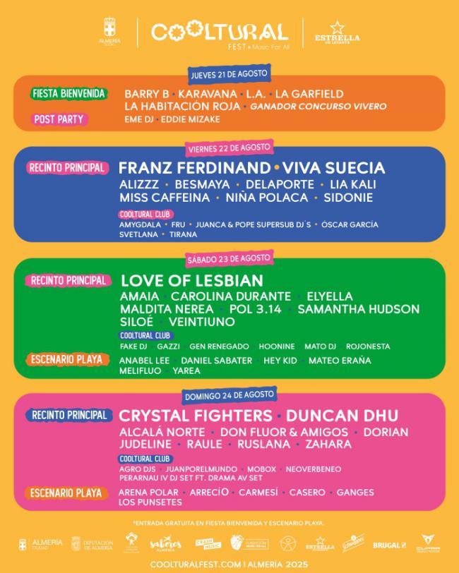 Cooltural Fest desvela la distribución del cartel por días