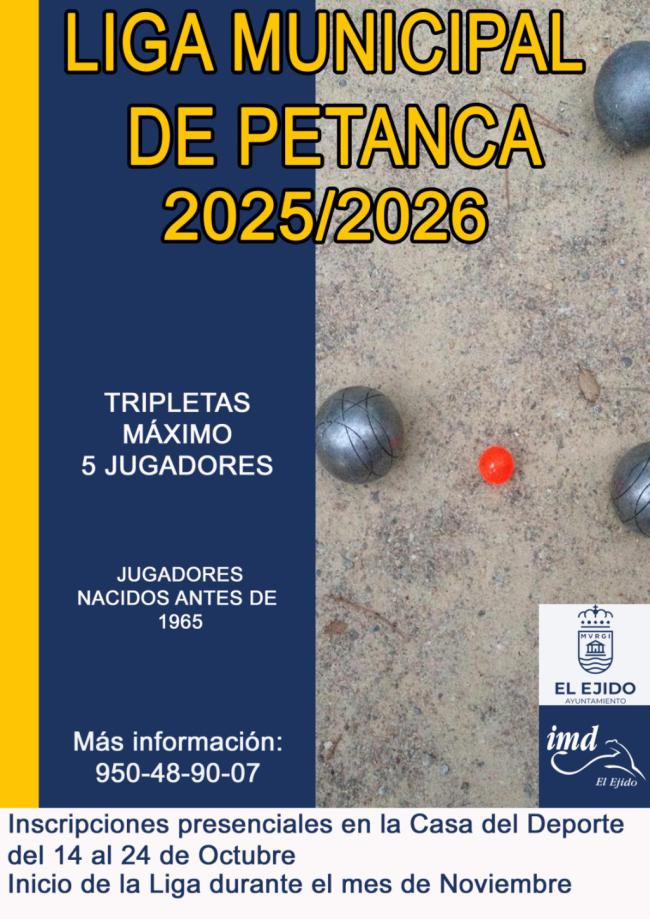 El Ejido convoca a los mayores de Almería a su Liga de Petanca