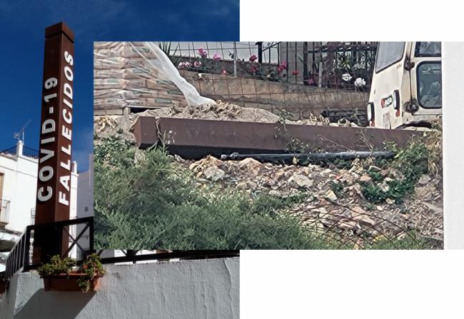 Destrozado y olvidado el monumento en memoria a víctimas del COVID en Felix