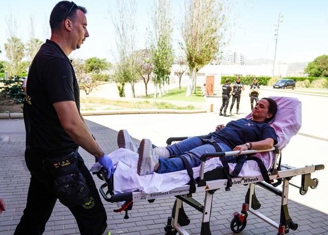 Simulacro de incendio en el UD Almería Stadium