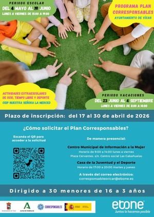 Inscripciones abiertas para el Plan Corresponsables en Vícar