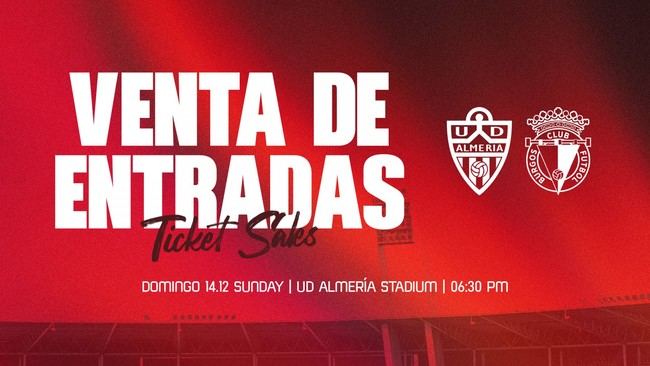 Entradas a la venta para Almería-Burgos