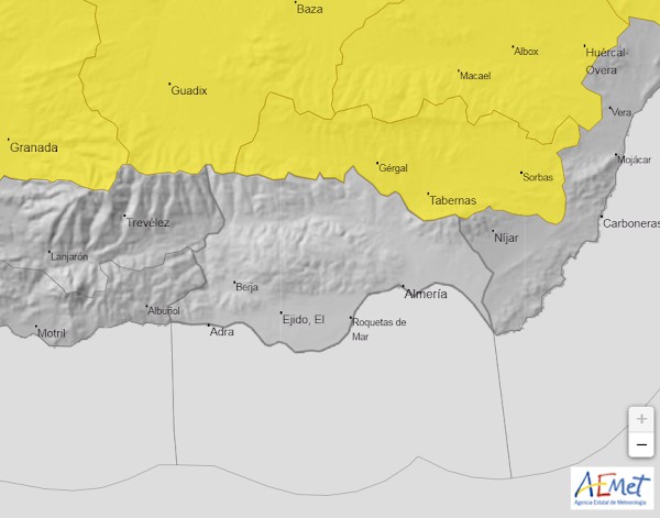 Alerta de lluvias y tormentas en Almería hasta esta noche
