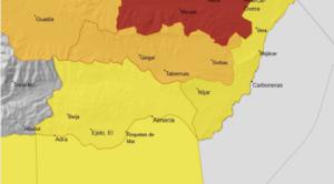 Aviso rojo por lluvias torrenciales en Almería y previsión de hasta 120 litros por metro cuadrado