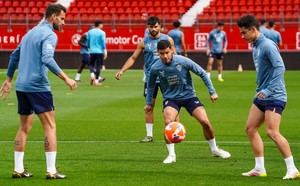 Último entrenamiento antes del duelo con el Cartagena