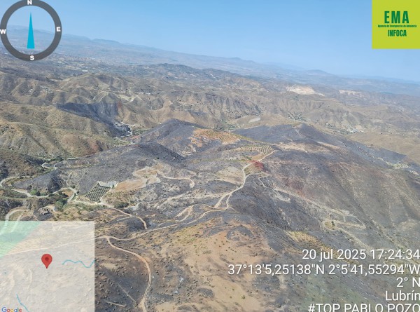 Incendio en Lubrín estabilizado, pero se mantiene vigilancia activa