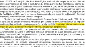 El Gobierno dejó caducar la autorización ambiental que permitía mejorar el abastecimiento de agua a Adra