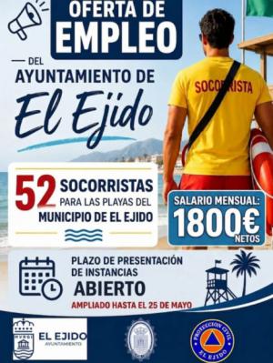 El Ejido amplía plazo para contratar 52 socorristas