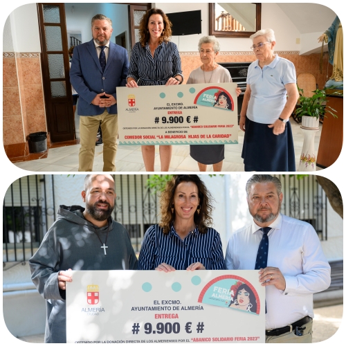 La Milagrosa y Casa Nazaret reciben los cheques por los abanicos de Feria