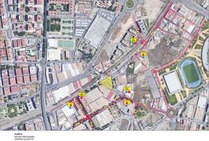 Desvíos de tráfico en Camino de la Goleta por obras ferroviarias