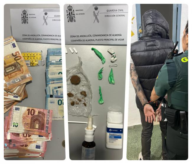 Detenido un prófugo en Vícar con dinero y drogas