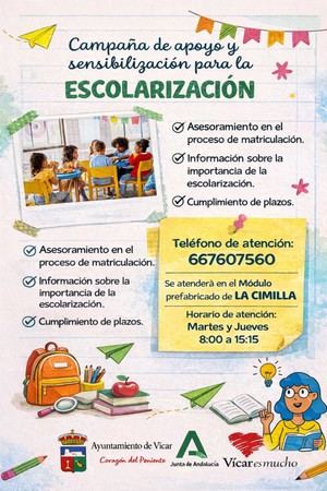 Vícar lanza campaña de escolarización para 2026-2027