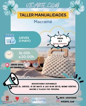Taller de macramé en el próximo VicArte Club el 21 de mayo