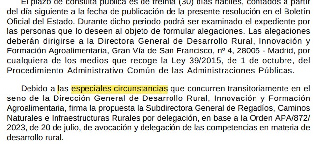 La subdirectora de Desarrollo Rural firma una resolución sin explicar la ausencia de la directora