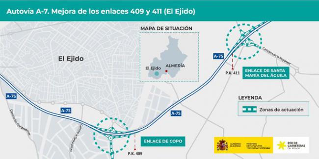 Transportes invertirá 13,5 millones en mejorar enlaces de la A-7 en El Ejido
