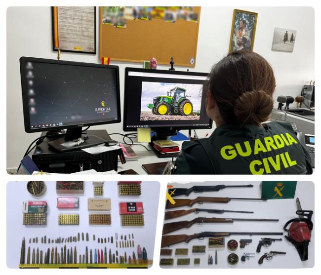 Recuperan maquinaria agrícola y armas en registro domiciliario