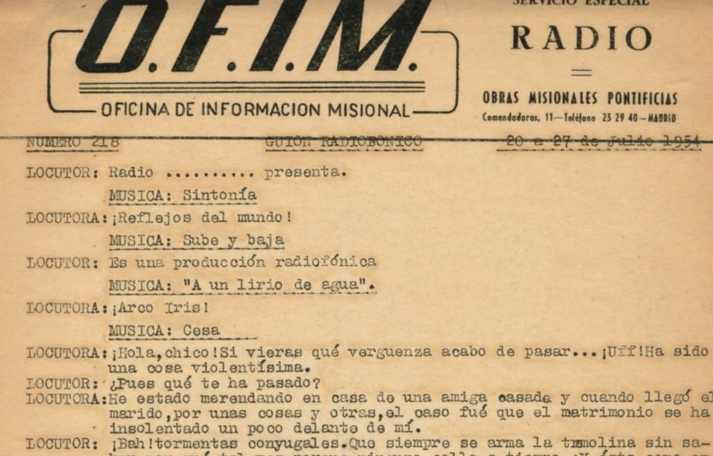 Un guion radiofónico de 1954 es el “Documento del mes”