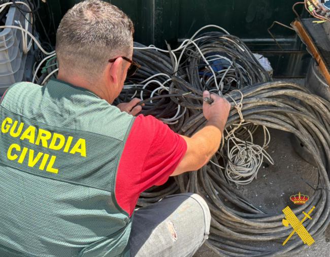 Guardia Civil recupera más de 200 kg de cableado robado