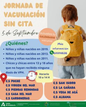 Vacunación si cita previa a niños este viernes