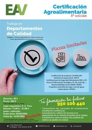 Curso de Certificación Agroalimentaria en la Escuela Agraria de Vícar