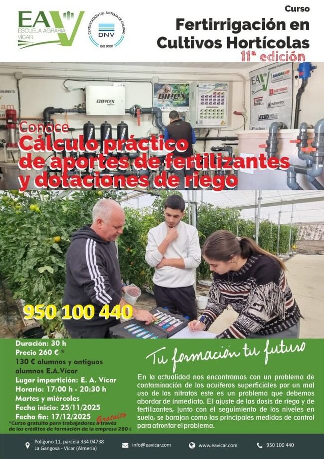 Nuevo curso de fertirrigación en la Escuela Agraria de Vícar