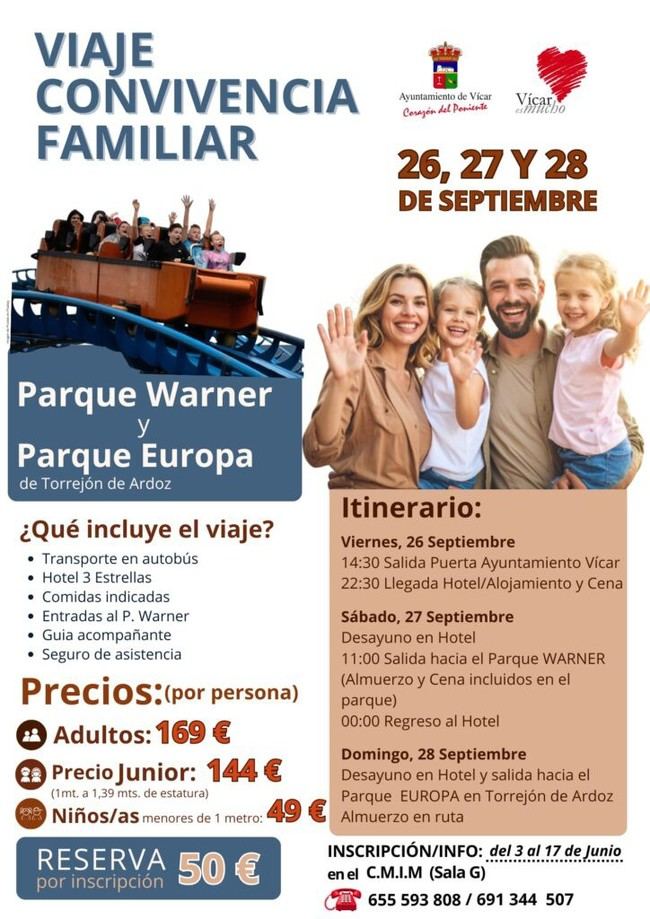 Viaje de convivencia para familias de Vícar a Madrid en septiembre