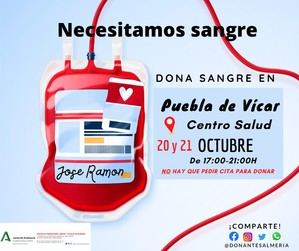Colectas de sangre en Puebla de Vícar el lunes y martes