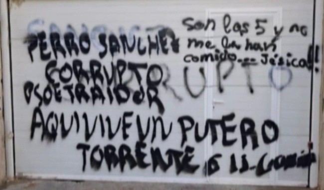 Pintadas vandálicas en la casa de José Luis Ábalos en Valencia