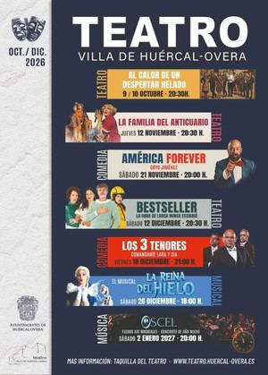 El Teatro Villa de Huércal-Overa presenta su variada programación para otoño-invierno 2026