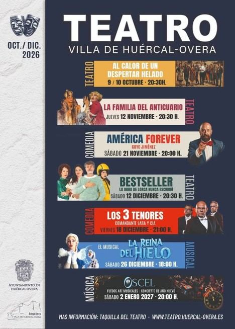 El Teatro Villa de Huércal-Overa presenta su variada programación para otoño-invierno 2026