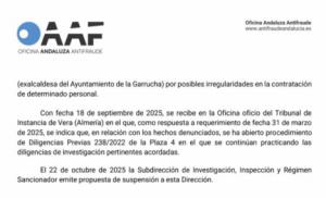 Imputada la exalcaldesa de Garrucha por supuesta contratación irregular de personal público