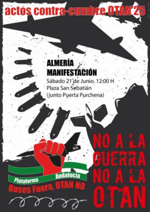 "Bases Fuera OTAN No" convoca una el 21 de junio en Almería