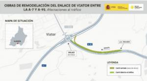 Las obras del enlace de Viator provocarán cortes de tráfico desde el lunes en la A-92