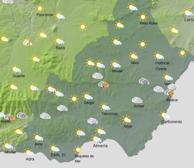 Alerta amarilla por lluvias y tormentas en Almería este lunes