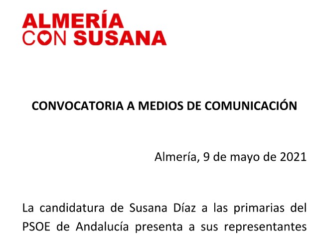 El 'susanismo' abre campaña en Almería ocultando logo y siglas del PSOE