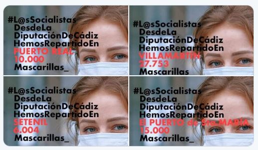 El PSOE de Cádiz se "apropia" de las mascarillas del #COVID19