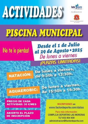 Inscripciones abiertas para cursos de verano en la piscina de Dalías