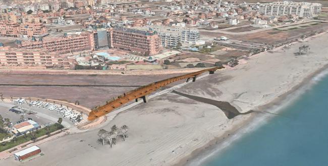 Roquetas de Mar avanza en la construcción de un puente peatonal en El Cañuelo